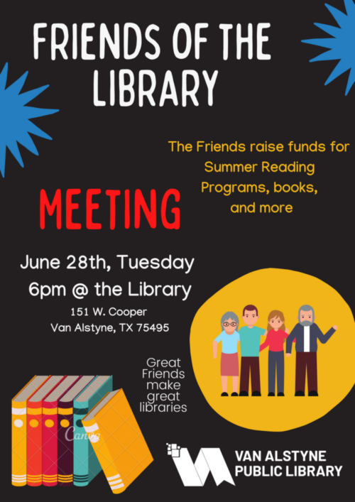 Friends of the Library Meeting June 28th 6PM